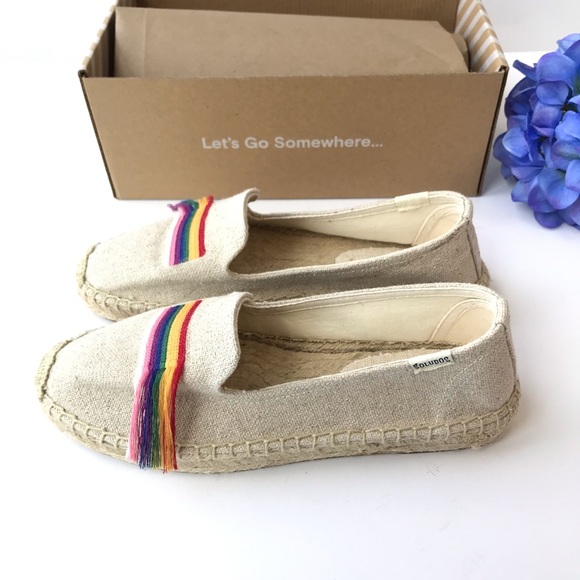 NWT SOLUDOS Rainbow Pride Espadrille Smoking Flats - Picture 4 of 13